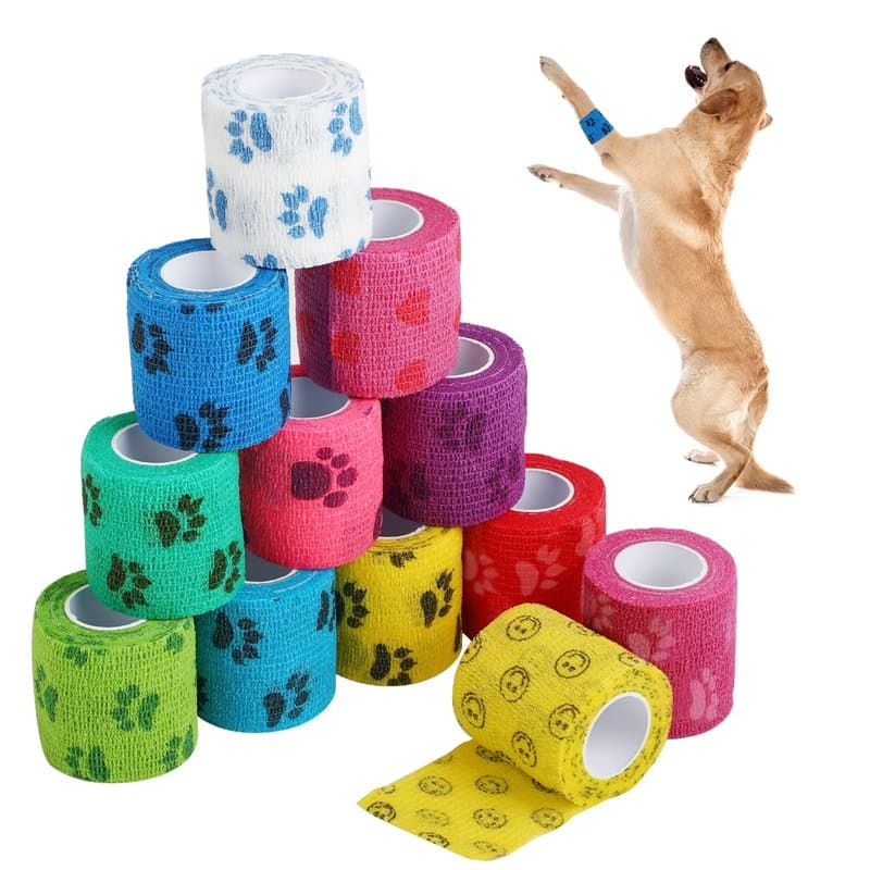 12 Pièces de Bandage autoadhésif, Bande cohesive et Bande Strapping adhésif, Strap Sport pour Chiens, Chevaux et Animaux – Idéal