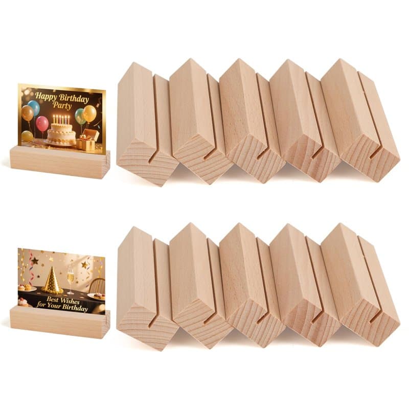 RMIVEGLIA 10 Porte-cartes en Bois – Support Carte et Porte Photo Bois Robuste, Idéal pour Menus, Cartes Postales et Photos lors
