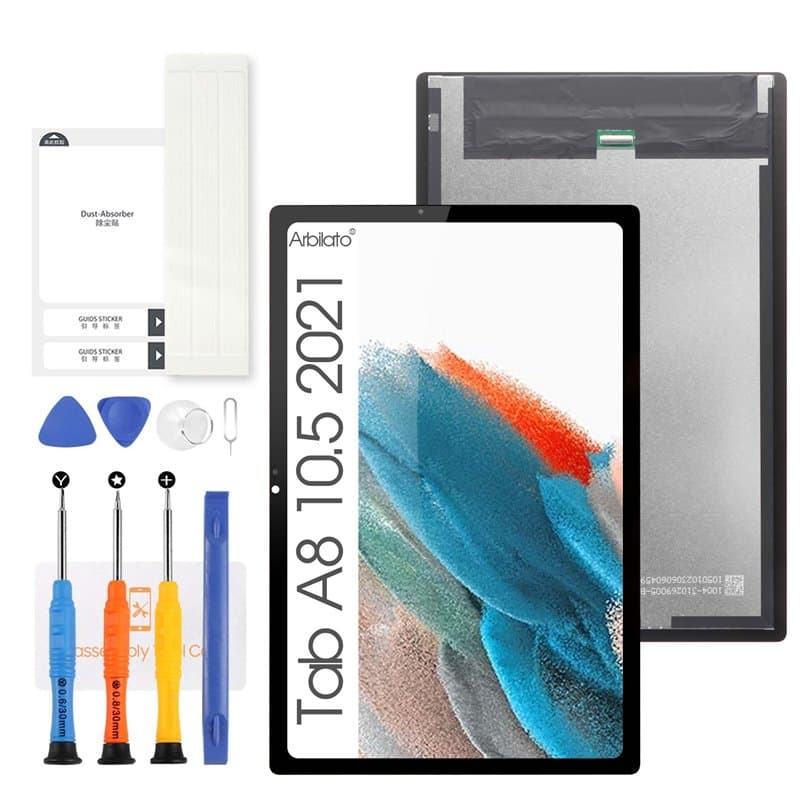 Écran LCD pour Samsung Galaxy Tab A8 10.5 2021 SM-X200, Numériseur Écran Replacement SM-X205 Display Panneau Assemblée Kit(Noir)