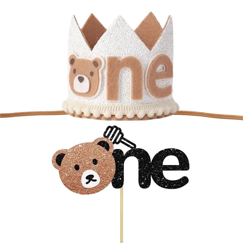 NYGGTYK 1 1Er Chapeau d'anniversaire Et 1 Insert De Carte À Gâteau, Chapeau d'anniversaire Mignon, Décorations De Fête d'anniver