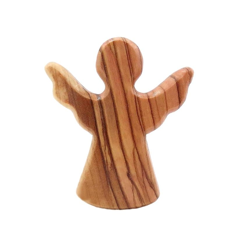 NyxSeat Ange Gardien en Bois d'Olivier - Figurine Debout Faite à la Main - Décoration de Table