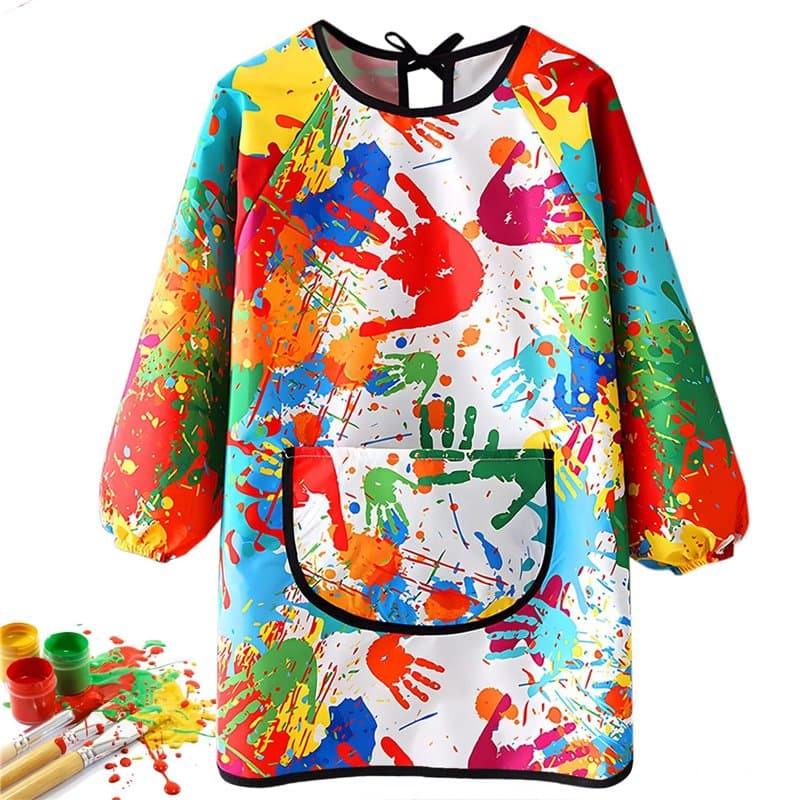 QIGHLIS Tablier Peinture Enfant, Blouse Peinture Enfant Imperméable 7-11 ans, Tablier Enfant pour Garçon Fille avec Manches Long