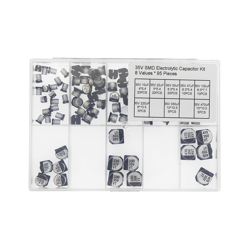 8 Valeurs total 95 Pièces 35 SMD Kit condensateur électrolytique 10uF 22uF 33uF 47uF 100uF 22uF 330uF 470uF