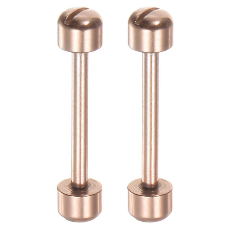 sourcing map 2pcs Montre Vis Tube Tige 20mm Intérieur Dia Acier Inoxydable Acier Montre Bracelet Épingles, Rose Or