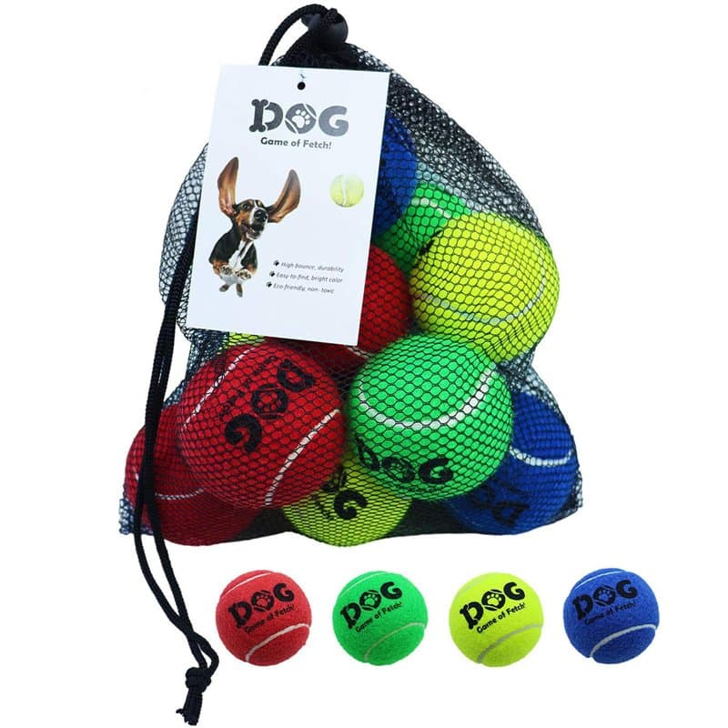 AMA SPORT INSUM -D606 - Balles de Tennis pour Chiens (6,35 cm) - Taille M - Multicolore - Lot de 12 - Rebond Adapté - Haute Visi