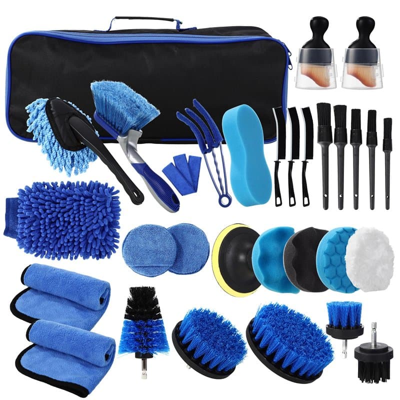 31 Pièces Kit Nettoyage Voiture,Kit de Brosse Nettoyage Voiture pour l'intérieur et l'extérieur, Car details Brush car Wast set,