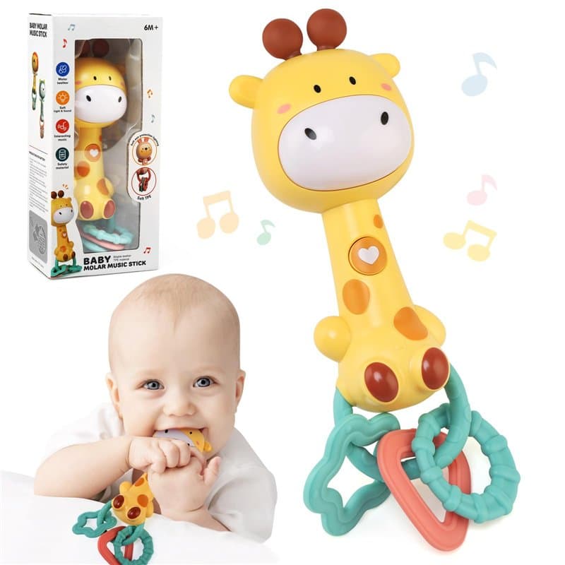 Ballery Jouet Bebe 0-3 6 9 Mois Hochet Bebe, Jeux Eveil Bebe 6 Mois, Girafe Jouets Musicaux Bébé Jouet avec Anneau Dentition pou