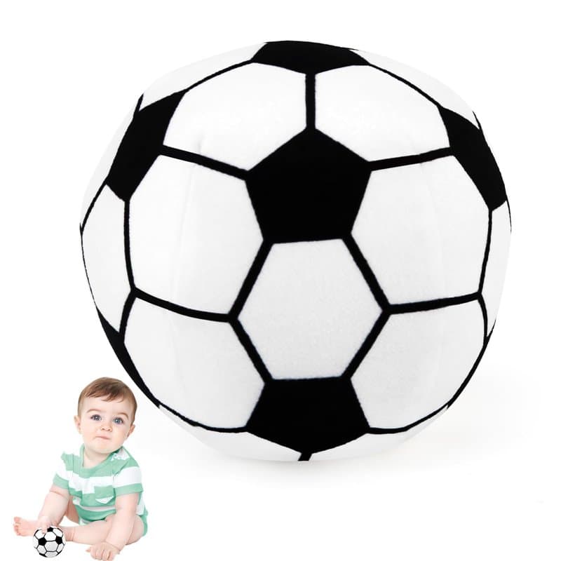 Ballery Jouets D'éveil Bebe 0 3 6 12 Mois, Football Noirs et blancs Jouet de Peluche Hochets Haltère Cadeau pour Bebe Garçon Fil