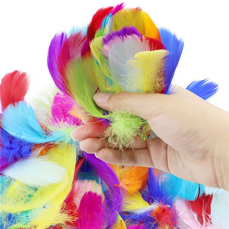 DNDGDLUA Lot de 500 Plumes ColoréEs, Plumes Artisanales, Plumes Naturelles, Plumes Artisanales, Plumes Moelleuses De Couleurs Mé