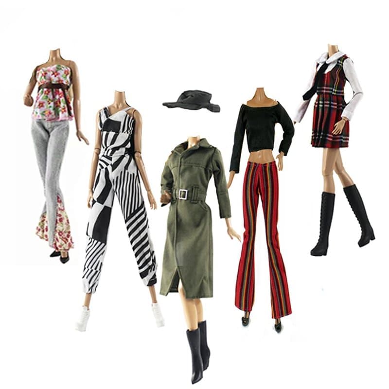 Lance Home® 5 Ensemble Vêtements d'automne Robes + Pantalon Chaussures Sac De Mode Chapeau Manches Longues Manteau pour 11,5" Po
