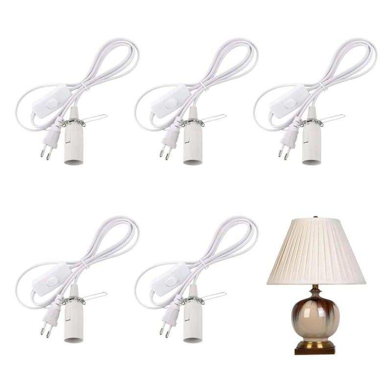 5piècesE14 vec prise blanc avec interrupteur et Câble d'alimentation 1.8m ,suspensionE14,douillelampe suspension,Supportlampedou