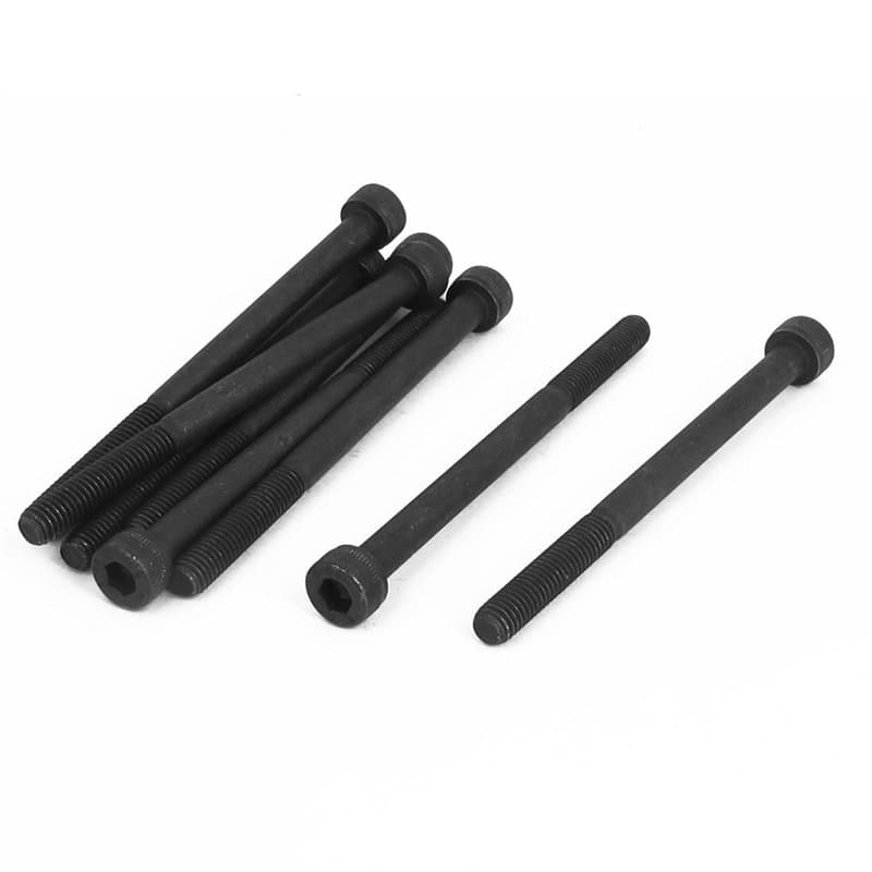 sourcing map 8pcs M5 x 70 mm Vis à tête cylindrique à six pans creux hexagonale boulon en acier allié 12.9 demi-filetage Noir