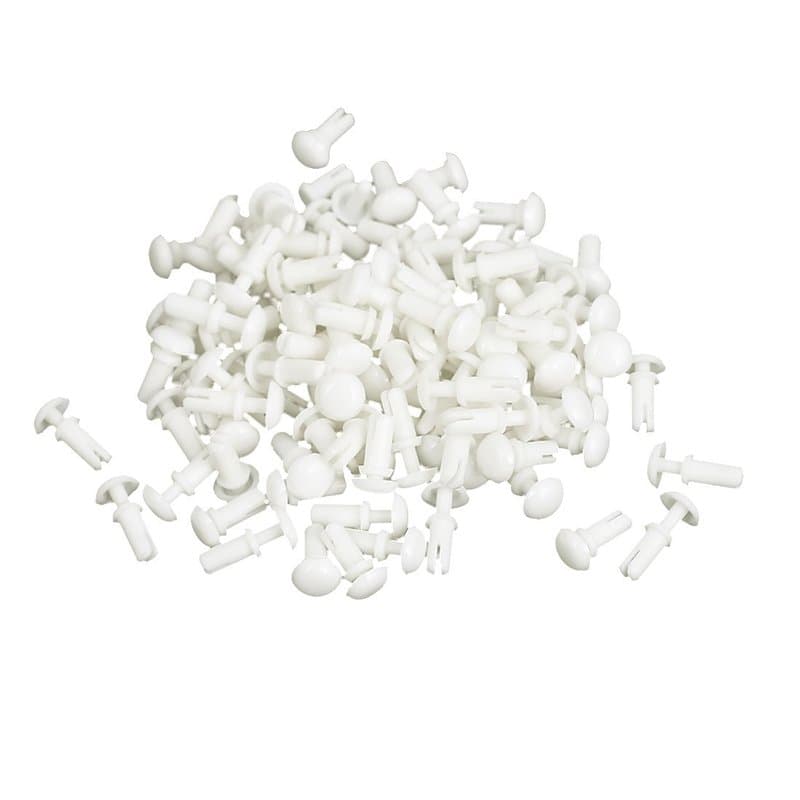 sourcing map 100pcs attaches Nylon blanc Fix Rivet 3,4-4,3mm épaisseur bord