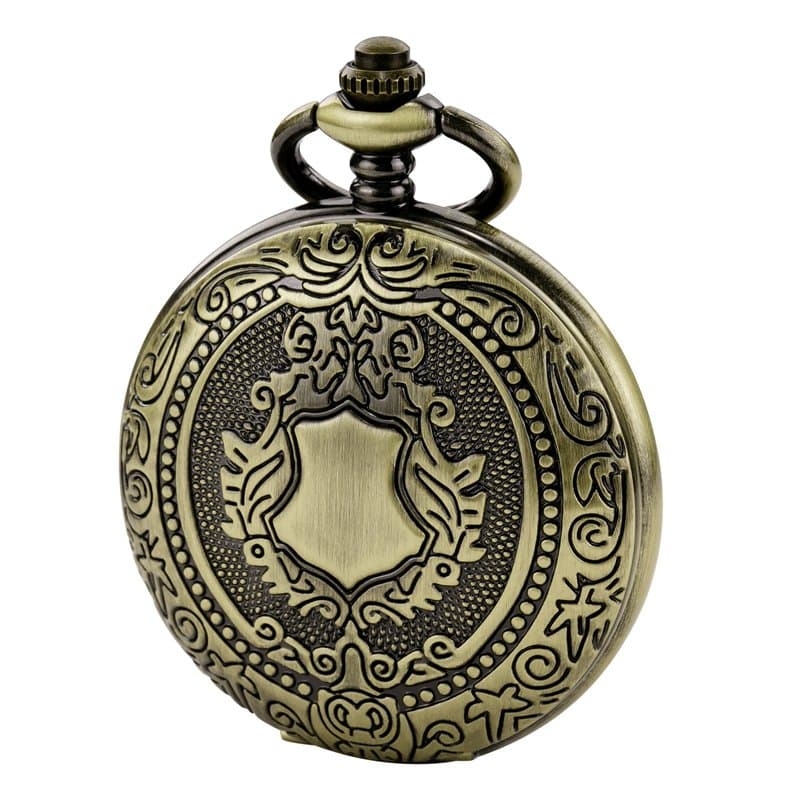 TREEWETO Montre à Gousset mécanique en Bronze avec Chiffres Romains et chaîne pour Homme et Femme Coffret Cadeau Inclus, Antique
