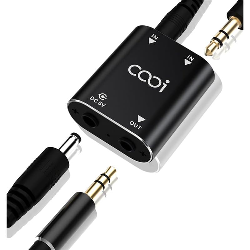 Cooidea 2 Channel Stereo Audio Mixer - Coquille en Métal, Interface AUX 2 Entrées 1 sortie Mini Mélangeur Stéréo Comprenant Deux