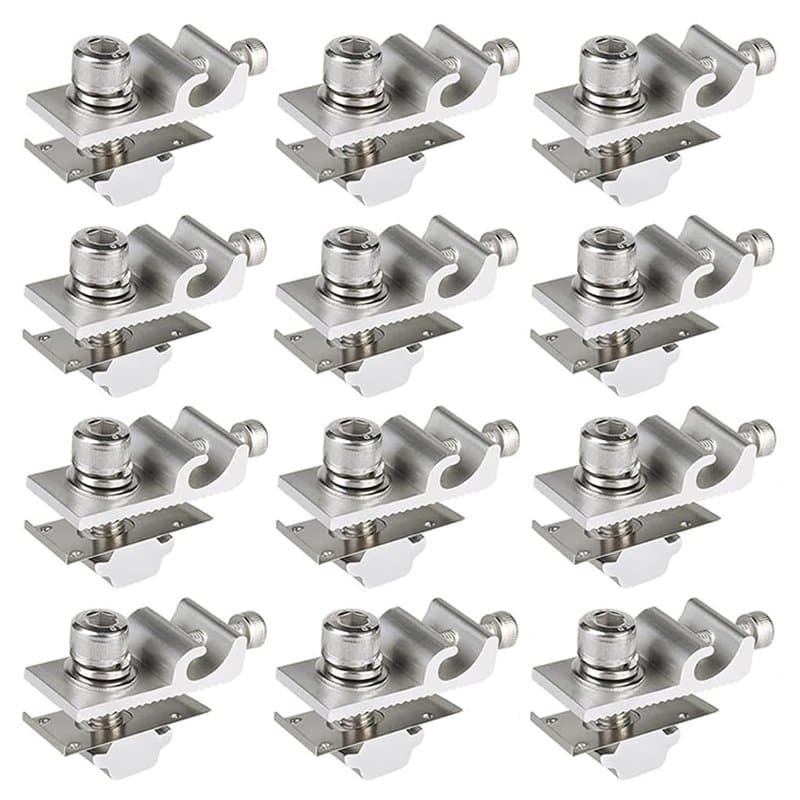 Kellegour 12Pcs Clips de Mise à Terre de Panneau Solaire,Fixation pour Système de Montage Solaire,Fixations pour Système de Mont