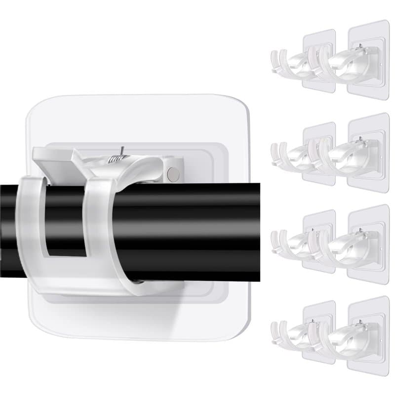 Lot de 8 supports de tringle à rideaux ZMDMAH sans perçage - Support de tringle à rideau autocollant transparent - Support de cr