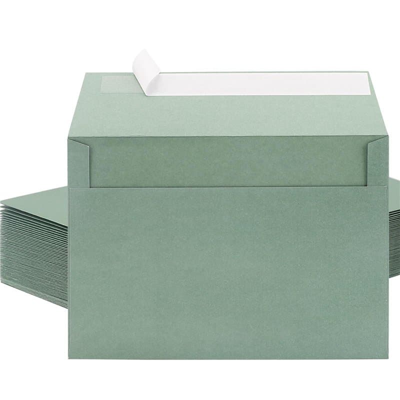 Enveloppes Vertes(40 Pièces) – Enveloppes Autocollantes – Enveloppes Carrées – 18,34 x 13,34 cm – Enveloppes Sans Fenêtre – Idéa