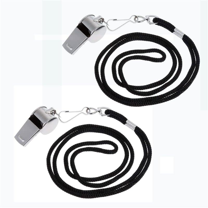 Sifflet de Sport,2 Pack Sifflet Arbitre Sifflet à Roulette Sifflet de Survie Enfant Entraîneur Sifflet Bruyant avec Noire Cordon