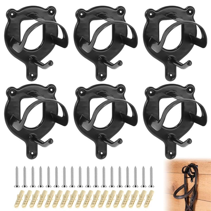 Supports pour Bride De Cheval: 6 Pièces Porte-Bridons en Métal, Crochets De Brides avec Tube D'expansion Et Vis pour Sellerie, C