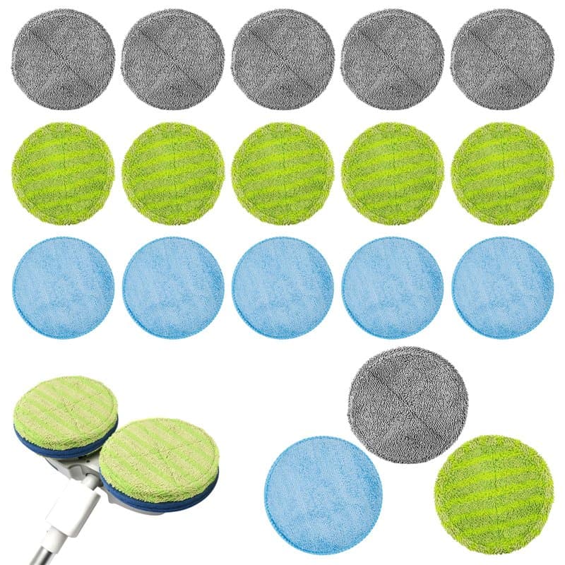 Lot de 18 Tampons de Nettoyage de Rechange en Microfibre pour Serpillière Microfibre Ronde 16 cm, pour Vadrouille éLectrique san