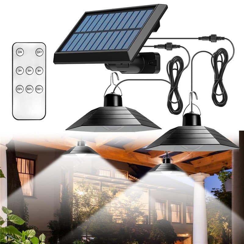 Lampes solaires pour extérieur et intérieur, lampe solaire avec télécommande, lampes suspendues LED solaires IP65, lampes solair