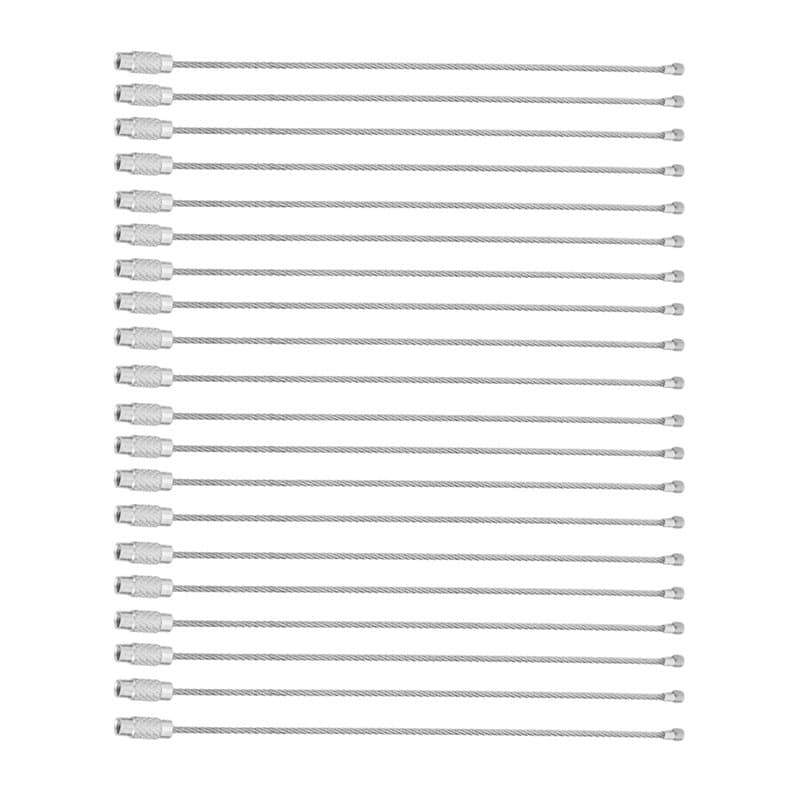 Shanrya Porte-clés avec Cordon, 20Pcs / Sac Porte-clés en Fil d'acier Inoxydable Étiquettes d'identification pour étiquettes Éti