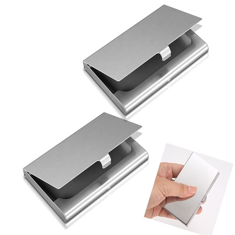 Porte cartes de Visite,2 PCS Porte cartes en Métal Inoxydable Ultraléger Porte cartes de Poche de Grande Capacit Porte cartes Vi