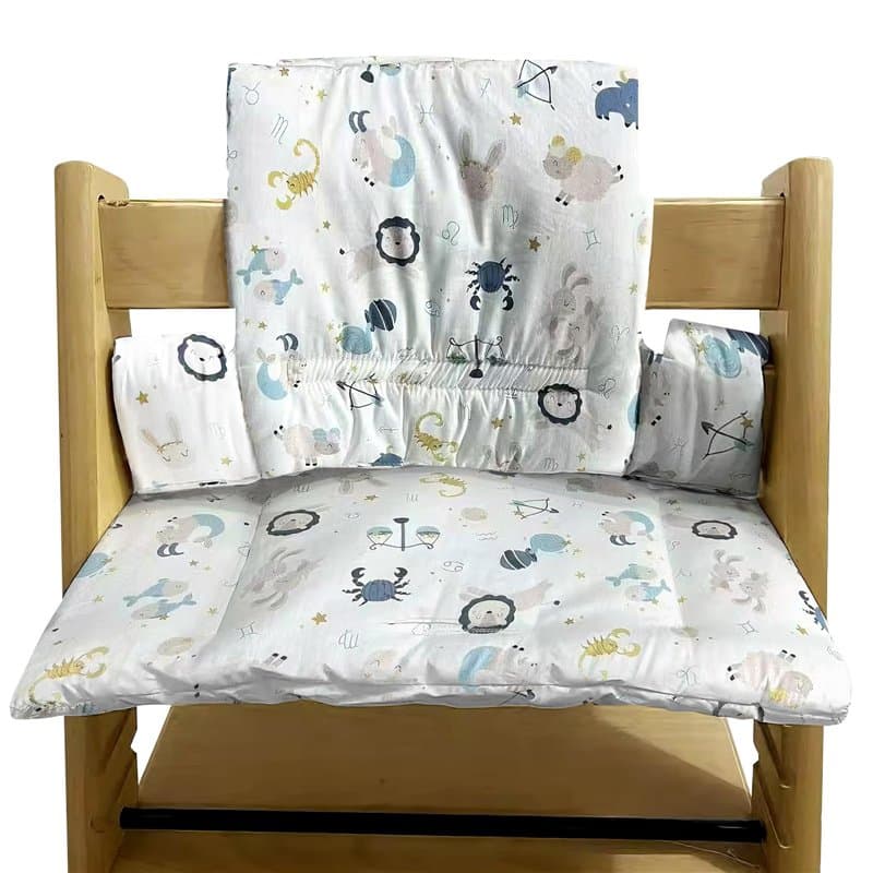 GOEDCH Coussin Anti-Dérapant pour Chaise Haute Bébé: Housses Remplaçables Design Mignon en Coton Respirant, Lavable, Compatible