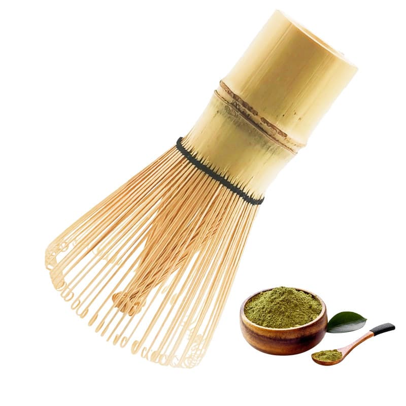 Dalephoric Fouet Matcha Bambou Naturel, Fouet à Matcha Chasen Traditionnel de 100 Bâtons, Porte Fouet, Agitation Manuelle, Réuti