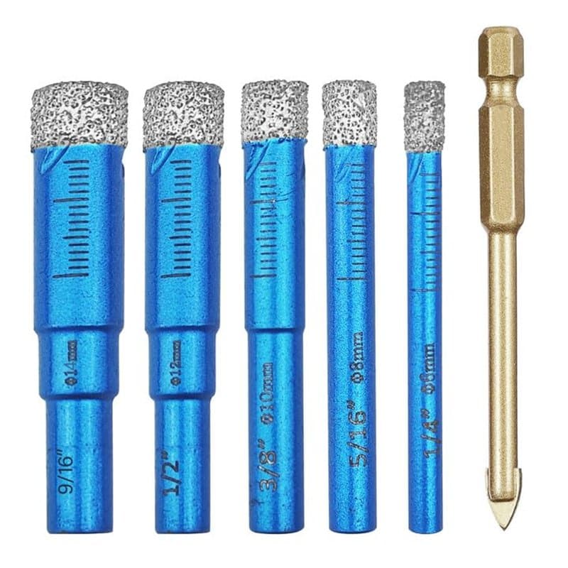 Dalephoric 6 Pièces Foret Diamant Carrelage, Meche Carrelage, 6, 8, 10, 12, 14 mm Trépan Diamant et 6mm Foret en Alliage, Perçag