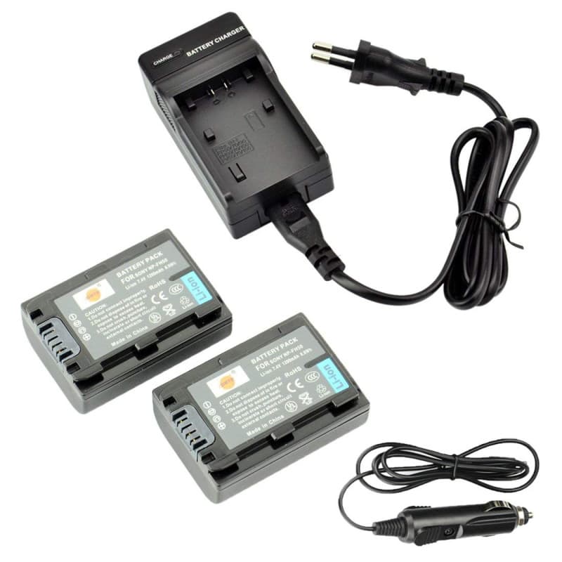 DSTE 2-pack Rechange Batterie et DC04E Voyage Chargeur pour Sony NP-FH50 DSLR-A230 DSLR-A290 DSLR-A330 DSLR-A380 DSLR-A390 DSC-H