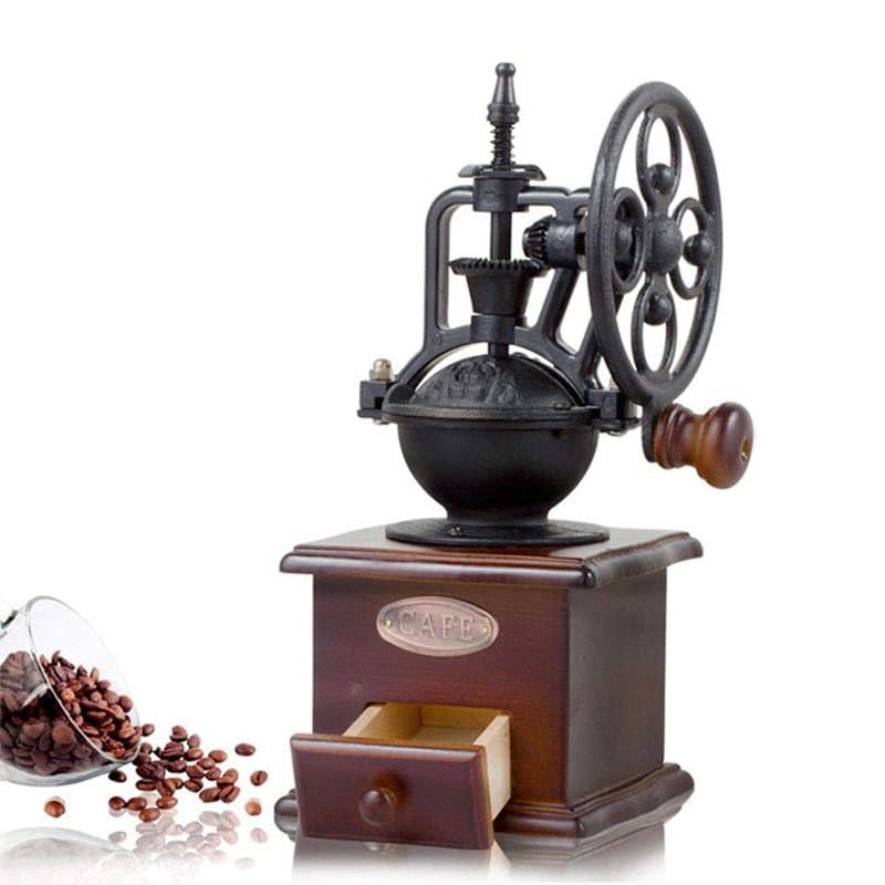 YUEHUA Moulin à café, moulin à café manuel, moulin à café rétro en bois et fonte
