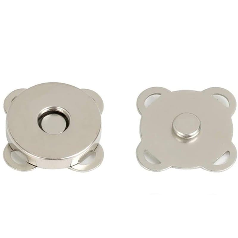 ANCLLO Lot de 20 fermoirs magnétiques à coudre pour sacs à main, sacs, vêtements - 18 mm - Argenté