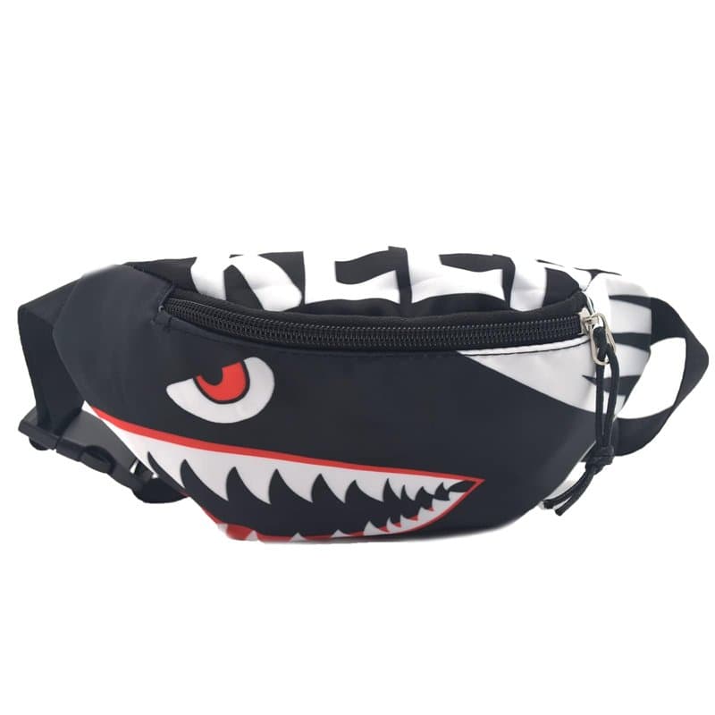 Dzxin Sac banane requin pour enfants, sac banane de dessin animé, sac banane en tissu nylon pour argent, sac de poitrine pour en
