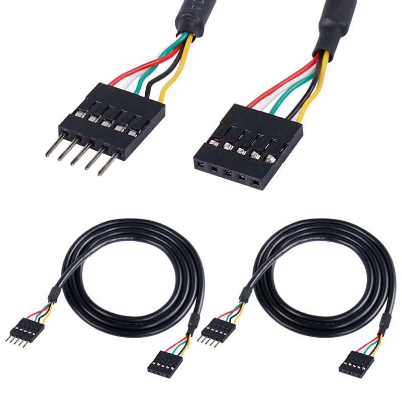 MEIRIYFA 5 Broches USB IDC tête rallonge, 2,54 Dupont USB 5 broches mâle femelle carte mère tête câble pour port USB, carte d'ex