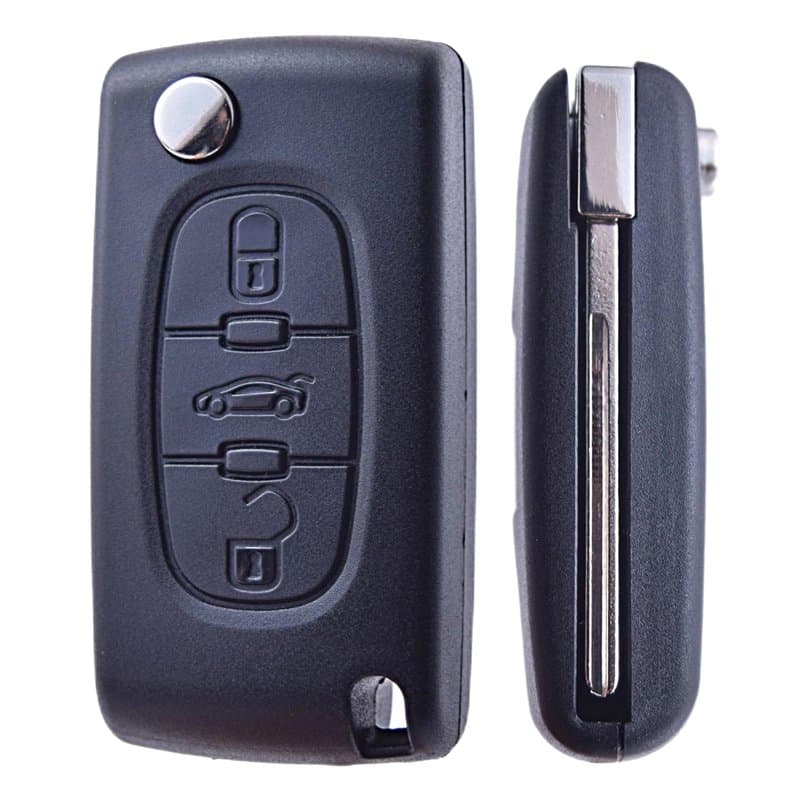 ANGOFIZ Coque Clé Pliable 3 Boutons Coffre CE0523 Lame HU83 Compatible avec Peugeot 207 207SW 208 307 307SW 308 407 408 Partner