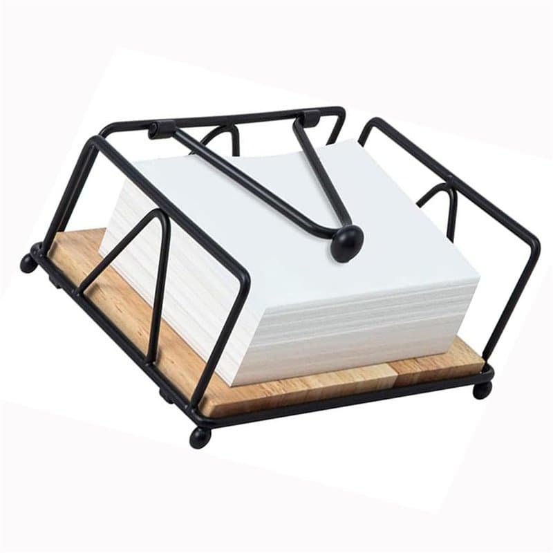 BOBOZHONG Porte-Serviettes en Métal,Porte Serviette Papier avec Base en Bois,Porte-Serviettes avec Bras Lesté Noir Lesté pour Ta