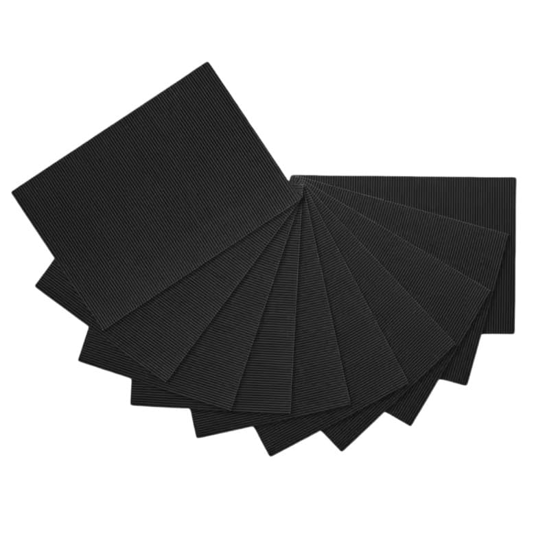 ODETOJOY | Lot de 10 plaques en carton ondulé noir, 21 x 30 cm (A4), 3 couches, pour bricolage, modélisme, cours scolaires, resp