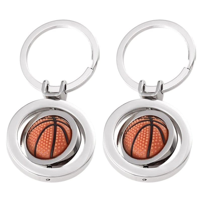 Nifocc Lot de 2 porte-clés de basket-ball 3D rotatifs en métal pour enfants, garçons, amateurs de sport, fête, Noël, Nouvel An,