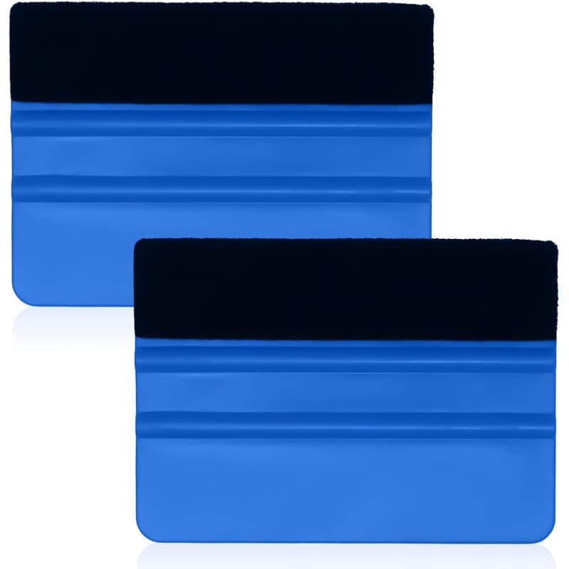 Lot de 2 raclettes à Bords en Feutre, 10,2 cm, raclette en Vinyle, grattoir Droit en Vinyle pour fenêtre de Voiture (Bleu)