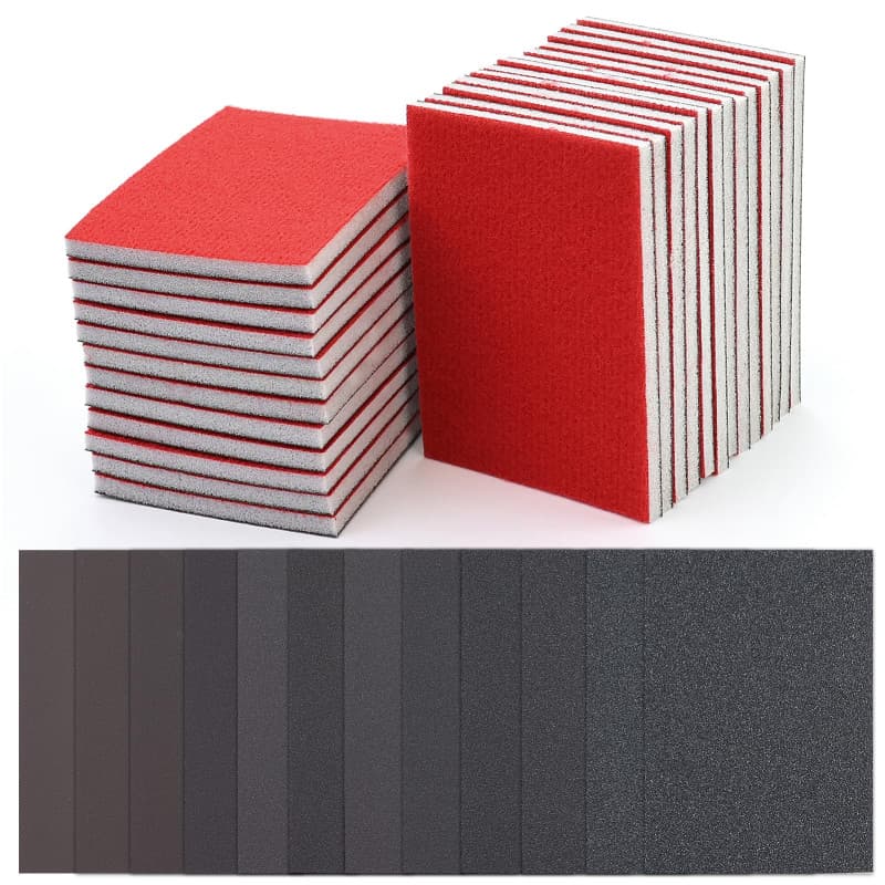 Lot de 26 éponges abrasives grain P180-P4000 - Bloc de ponçage humide et flexible - Pour bois, métal, meubles, polissage, modéli