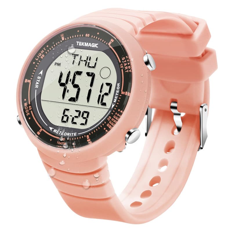 TEKMAGIC Montre Sport Fille Etanche 100 Mètres pour Plongée et Piscine avec Chronomètre, Réveil, Minuteur, Double Fuseau Horaire