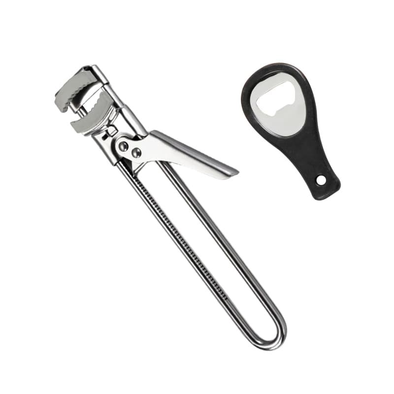 1 ouvre-boîte réglable avec 1 mini ouvre-boîte, ouvre-bouteille manuel réglable, ouvre-bouchon en acier inoxydable, outil de pré