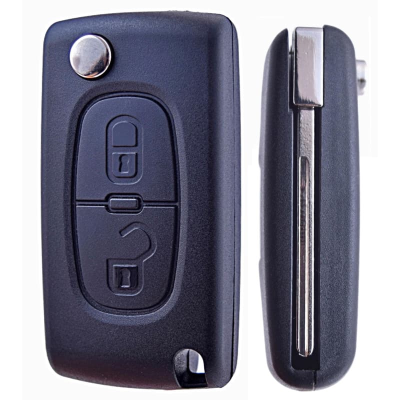ANGOFIZ Coque Clé Pliable 2 Boutons CE0523 Lame HU83 Compatible avec Peugeot 207 307 307S 308 407 408 3 607 807 2BT 3008 5008 Pa
