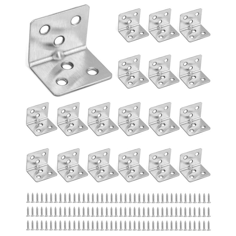 QWORK 20PCS Équerre d'assemblage, raccords d'angle, avec 120pcs vis, 30 x 30 x 38 mm