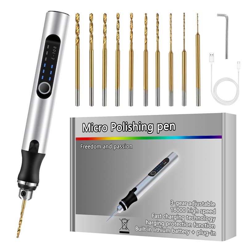 Mini Stylo Perceuse Électrique, Mini Perceuse Électrique à 3 Vitesses, Mini Perceuse Électrique Manuelle, Avec 10 Petits Forets,