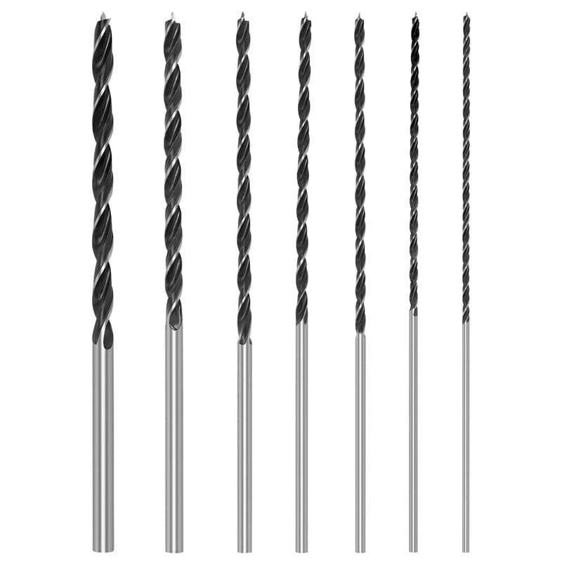 Forets à Bois Set, 7 Pièces en Acier au Carbone Spiral Trou Cutter Outil à Bois Kit Forets avec Diamètre 4 5 6 7 8 10 12mm X 300