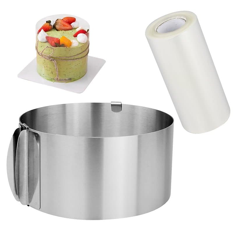Bague à gâteau réglable, Anneau de Cuisson 16-30cm avec Collier à gâteau, Mousse Ronde en Acier Inoxydable Moule à gâteau pour l
