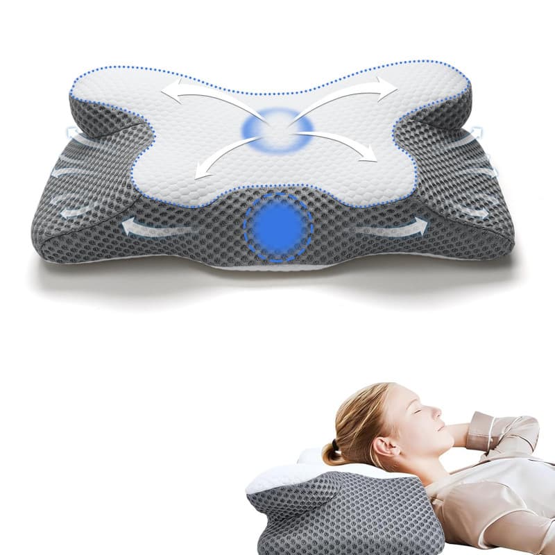 Neuytiky Oreiller en Mousse à Mémoire, Oreiller Ergonomique Cervical,2 en 1 Oreiller Orthopédique à Mémoire de Forme pour la Nuq